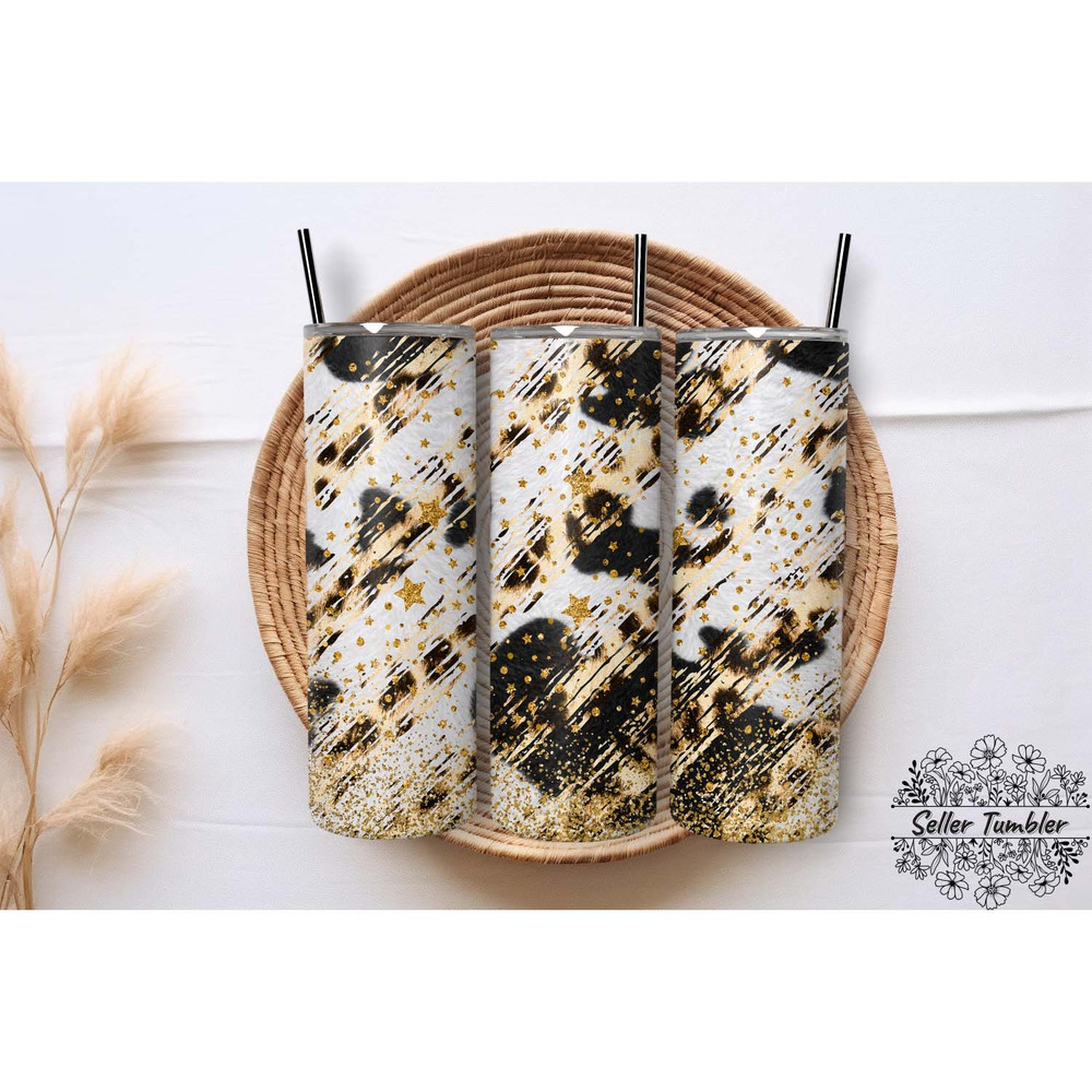 White Leopard Glitter 20 Oz, Tumbler 20 oz Wrap PNG, Skinny Tumbler Designs PNG.jpg