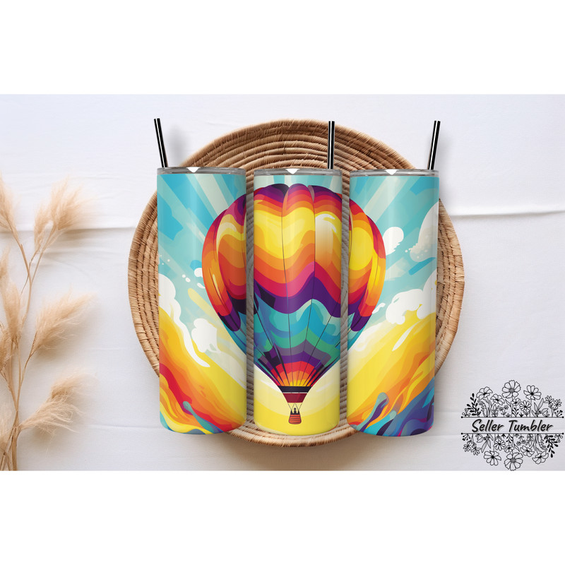 Air Balloon Rainbow 20 Oz, Tumbler 20 oz Wrap PNG, Skinny Tumbler Designs PNG.png