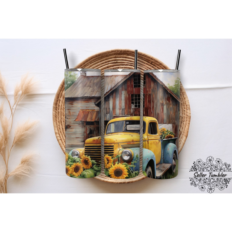 Barn Farm Truck 20 Oz, Tumbler 20 oz Wrap PNG, Skinny Tumbler Designs PNG.png
