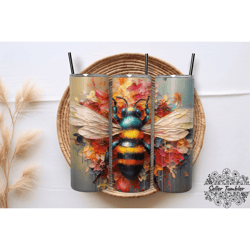 colorful bee 20 oz, tumbler 20 oz wrap png, skinny tumbler designs png