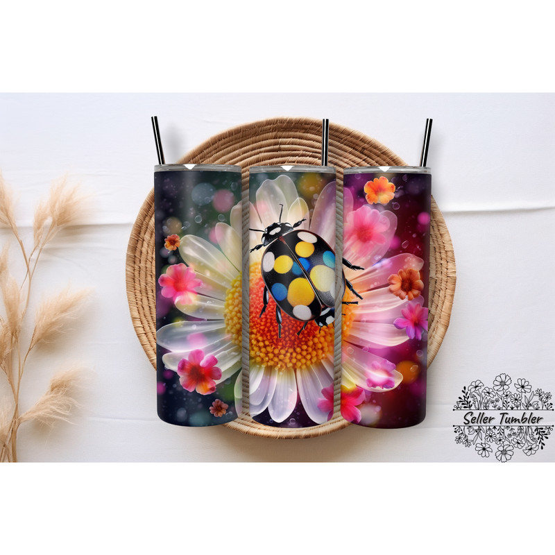 Colorful Ladybug 20 Oz, Tumbler 20 oz Wrap PNG, Skinny Tumbler Designs PNG.png