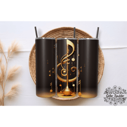 golden music note 20 oz, tumbler 20 oz wrap png, skinny tumbler designs png