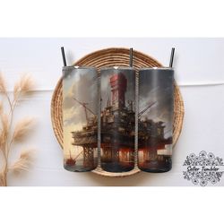 oil rig 20 oz, tumbler 20 oz wrap png, skinny tumbler designs png