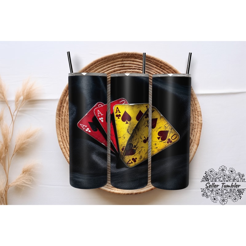 Red Yellow Poker 20 Oz, Tumbler 20 oz Wrap PNG, Skinny Tumbler Designs PNG.png