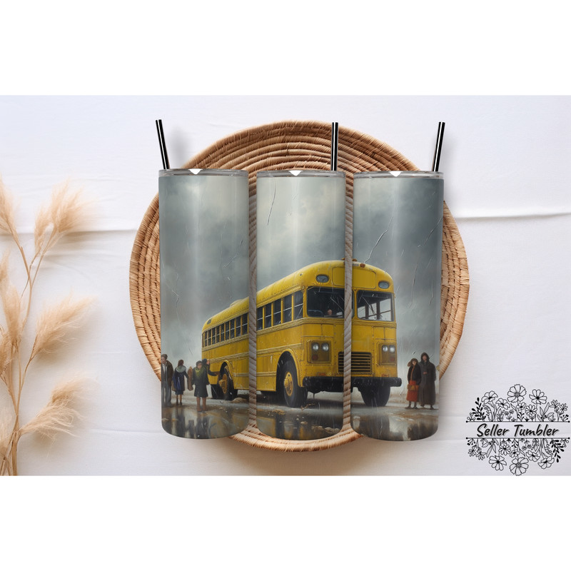 School Bus 20 Oz, Tumbler 20 oz Wrap PNG, Skinny Tumbler Designs PNG.png
