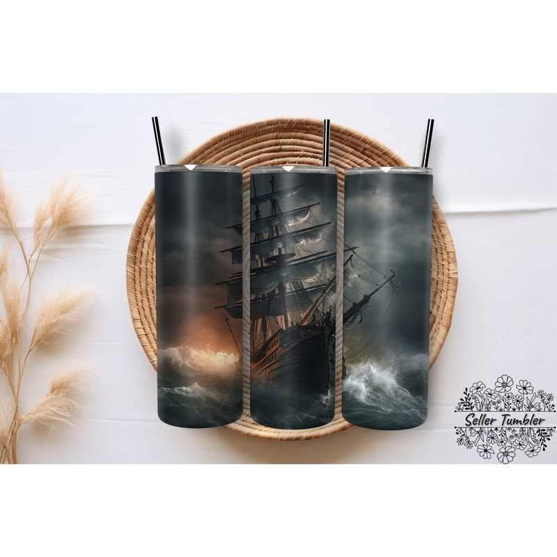 Ship In The Storm 20 Oz, Tumbler 20 oz Wrap PNG, Skinny Tumbler Designs PNG.png