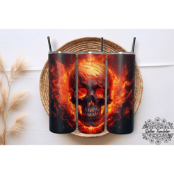 skull fire 20 oz, tumbler 20 oz wrap png, skinny tumbler designs png