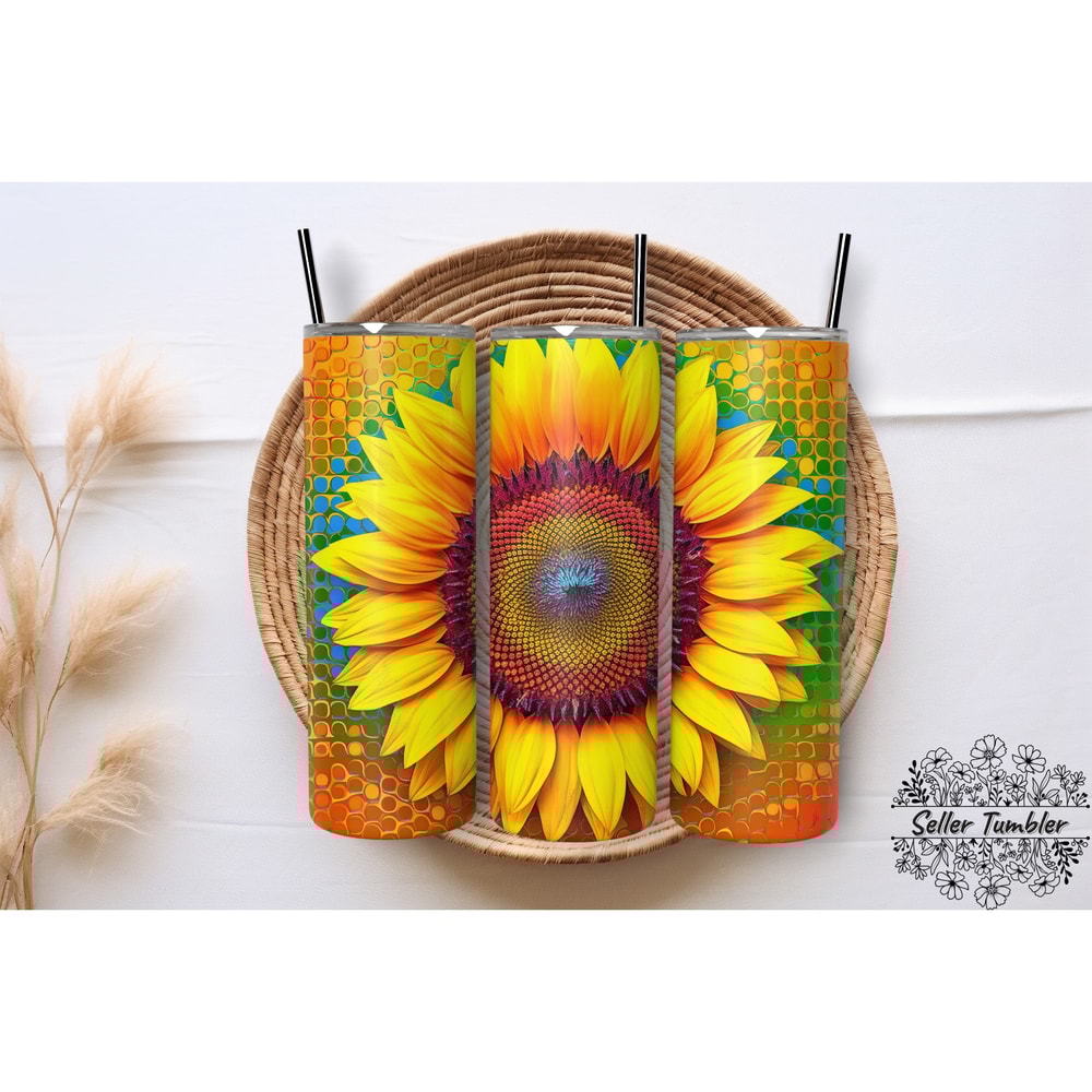 Sunflower 20 Oz, Tumbler 20 oz Wrap PNG, Skinny Tumbler Designs PNG.png