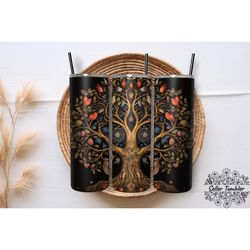 tree of life dark 20 oz, tumbler 20 oz wrap png, skinny tumbler designs png