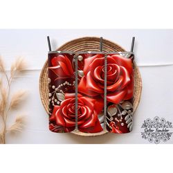beautiful red roses, with pearls, tumbler 20 oz wrap png, tumbler wraps, tumbler png, skinny clipart