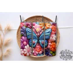 butterflies, colorful sublimation tumbler 20 oz wrap png, tumbler wraps, tumbler png, skinny clipart