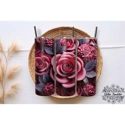 pink roses seamless sublimation tumbler 20 oz wrap png, tumbler wraps, tumbler png, skinny clipart