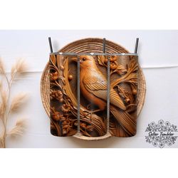engraved leather bird tumbler 20 oz wrap png, tumbler wraps, tumbler png, skinny clipart