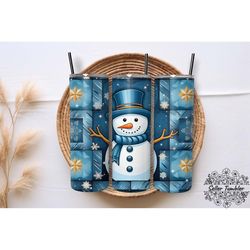 snowman quilt tumbler 20 oz wrap png, tumbler wraps, tumbler png, skinny clipart