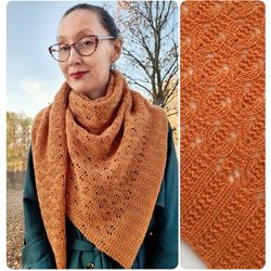 Warmth Asymmetrical Shawl Knitting Pattern Beginner Friendly Project Textured Lace and Garter Ribbing