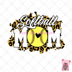 softball mom heart baseball leopard print sport png, digital download