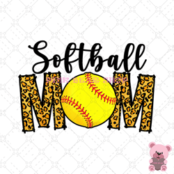 softball mom yellow leopard design png, mothers day png, mom png design, mom sublimation