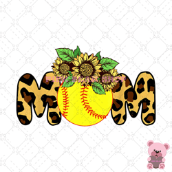 sunflower leopard mom baseball sport png, mothers day png, mom png design, mom sublimation