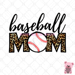 baseball mom leopard print classic softball png, mothers day png, mom png design, mom sublimation