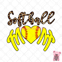 softball mom leopard yellow baseball sport design png, mothers day png, mom png design, mom sublimation