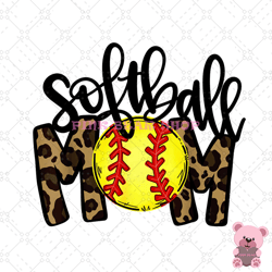 softball mom wild leopard print sport png, mothers day png, mom png design, mom sublimation