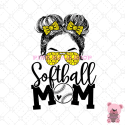 softball mom cool messy bun girl baseball png, mothers day png, mom png design, mom sublimation