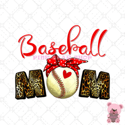 baseball mom leopard sport heart softball png, mothers day png, mom png design, mom sublimation