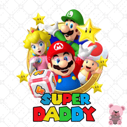 super daddy mario bros stars png, disney png, disney mickey png, digital download