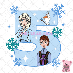 frozen elsa princess happy 5th birthday png, disney png, disney mickey png, digital download