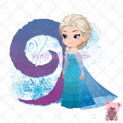 frozen princess elsa happy 9th birthday png, disney png, disney mickey png, digital download