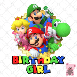 super mario bros birthday girl png, disney png, disney mickey png, digital download