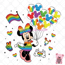 disney minnie mouse lgbt pride balloon svg, disney svg, disney mickey svg, digital download