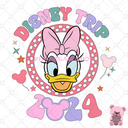 disney 2024 trip checkered daisy duck face svg, disney svg, disney mickey svg, digital download