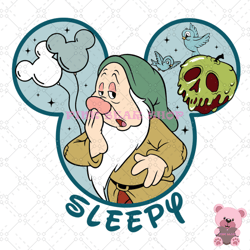 sleepy the 7 dwarfs mickey mouse head svg, disney svg, disney mickey svg, digital download