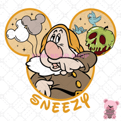 sneezy the 7 dwarfs mickey mouse head svg, disney svg, disney mickey svg, digital download