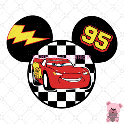 cars lightning mcqueen 95 mickey checkered head svg, disney svg, disney mickey svg, digital download