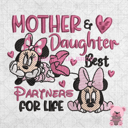 mother and daughter best partners for life minnie mouse embroidery, disney embroidery, cartoon embroidery