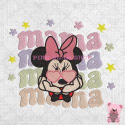 mama cool minnie mouse glitter mother day embroidery, disney embroidery, cartoon embroidery