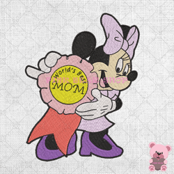 disney minnie mouse the world best mom embroidery, disney embroidery, cartoon embroidery