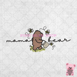 mama bear winnie the pooh love bee embroidery, disney embroidery, cartoon embroidery