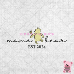 mama bear winnie the pooh love butterfly embroidery, disney embroidery, cartoon embroidery