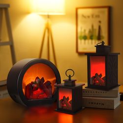 Fired Fireplace Wind Lamp Intelligent Touch Switch Simulation Of Charcoal Ornaments(Excluding Batteries)