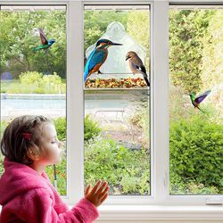 Bird Feeders For Outdoors Hanging Large Bird Feeder With 3 Suction Cups And Removable Tray - Hanging Clear Window