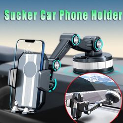 Suction Car Phone Holder -  Center Console Smartphone Sucker Mount -  Universal Bracket Windscreen Adjustable Support