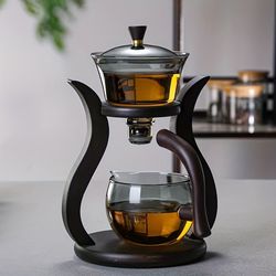 Set Lazy Kung Fu Glass Tea Set - Semi Automatic Drip With Infuser Glass Teapot Set