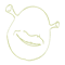 Shrek  outline green and white, with black background   .png