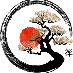 Enso Circle and Bonsai Tree on Canvas