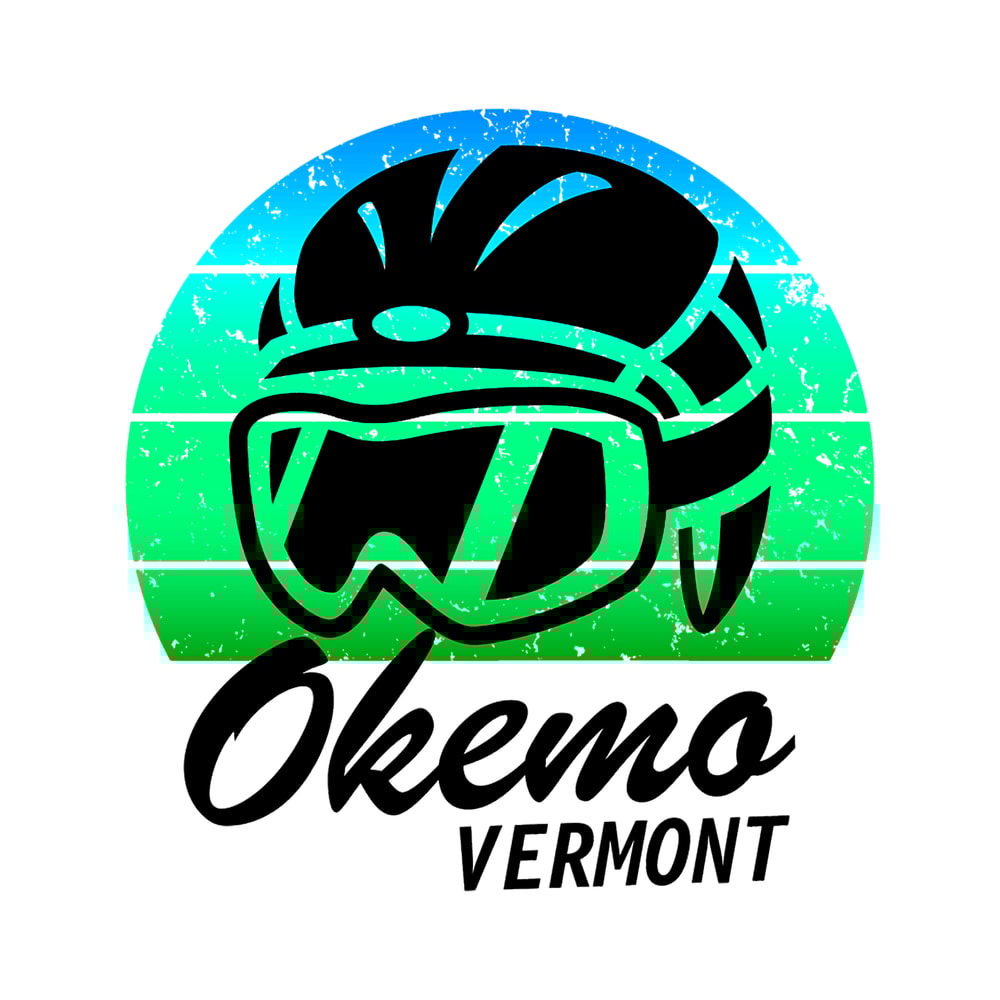 okemo ski resort, vermont snowboarding, cool retro sunset ski helmet, ski gift Classic .png