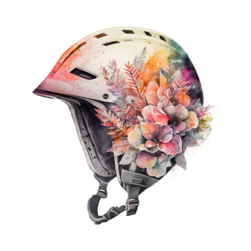 Retro Floral Skiing Helmet, Vintage Snowboard Helmet with flowers, Cool gift for skiers T-Sh.png