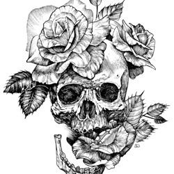skull and roses